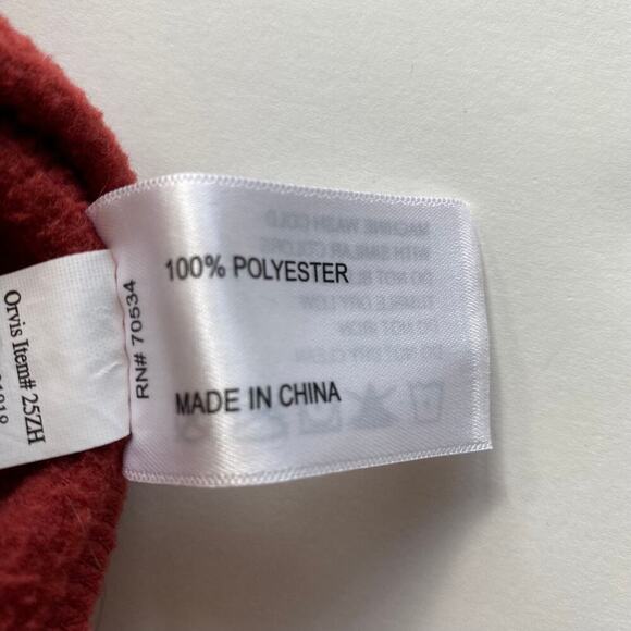 Orvis Waffle Knit 1/4 Zip Thermal Fleece Sweatshirt Men M Rust Orange Mock Neck - Picture 7 of 9